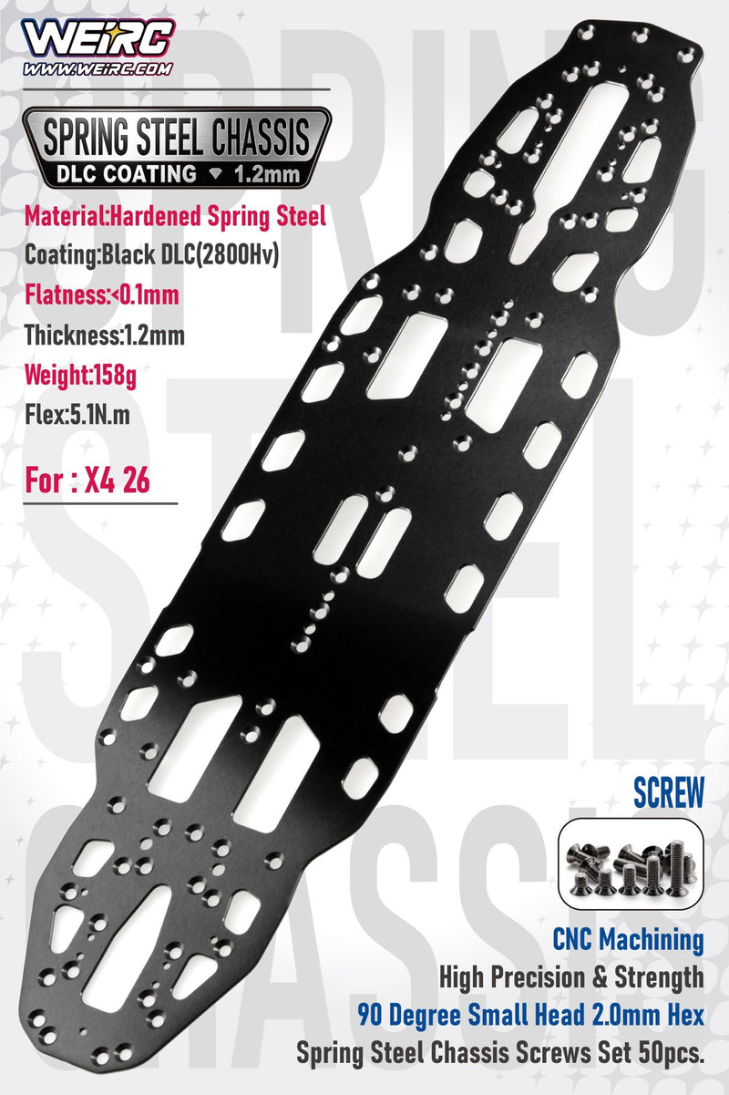 WEiRC DLC 1.2mm Steel Chassis for Xray X4'26