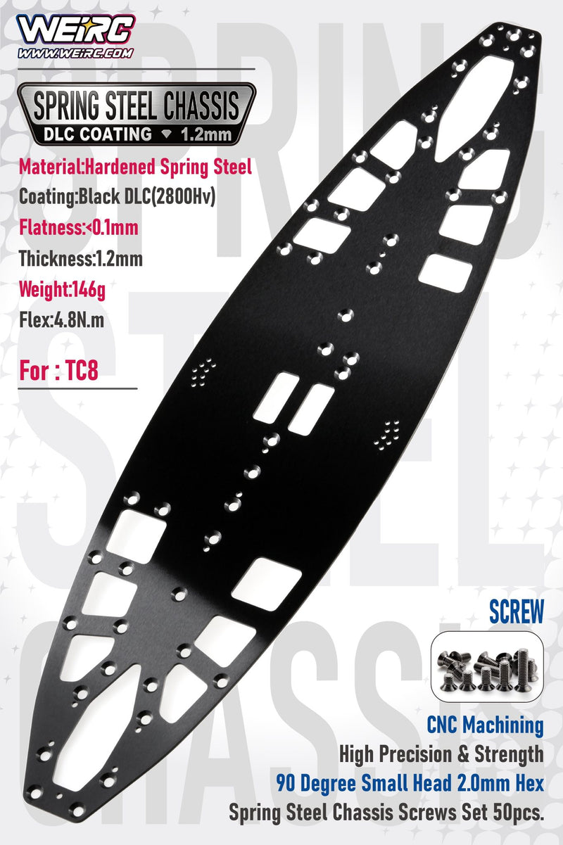 WEiRC DLC 1.2mm Steel Chassis for Associated TC8