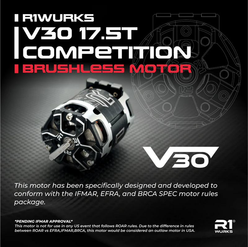 R1WURKS V30 17.5T Competition Brushless Motor