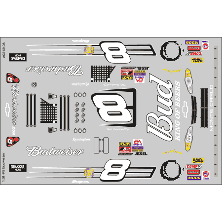 Grafix #8 Budweiser 1:24 Clear Self Adhesive Decal