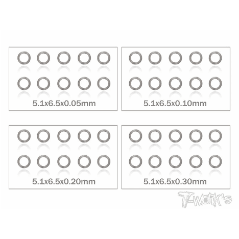 TWorks Thin Shim Sets (4mm or 5mm Diameter)