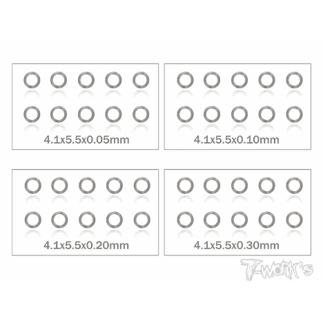 TWorks Thin Shim Sets (4mm or 5mm Diameter)