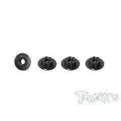 TA-127 7075-T6 Light Weight large-contact Low Profile Serrated M4 Wheel Nuts (4pcs)