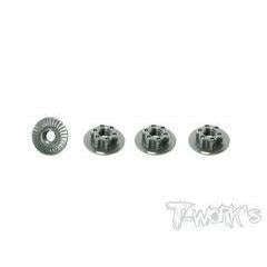 TA-127 7075-T6 Light Weight large-contact Low Profile Serrated M4 Wheel Nuts (4pcs)